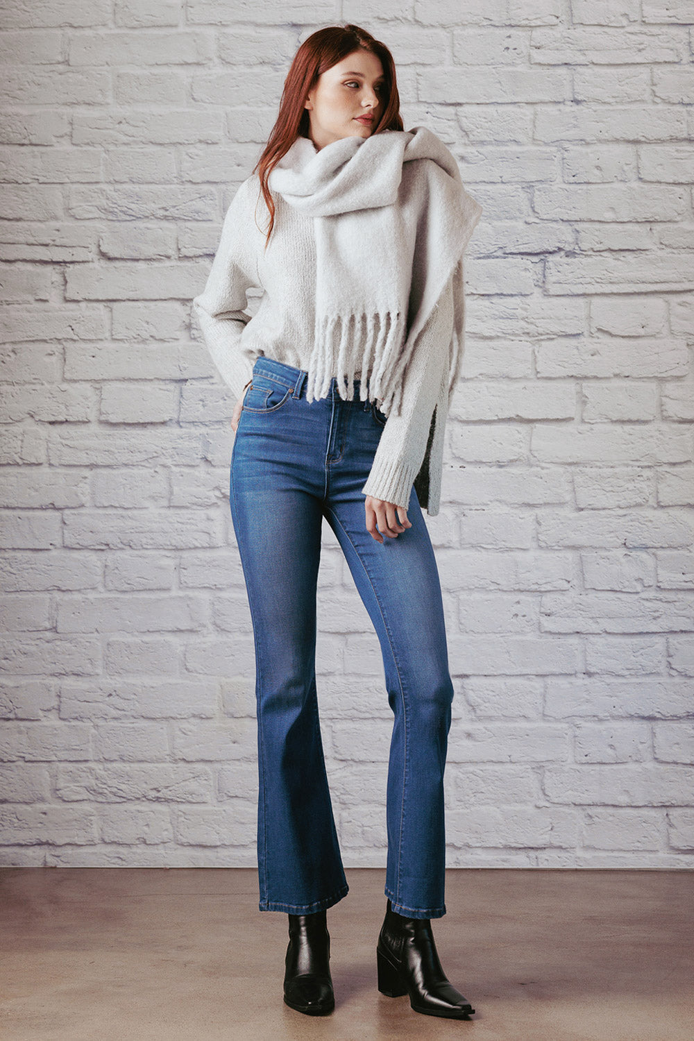 Stone wash High Rise Flare Jeans