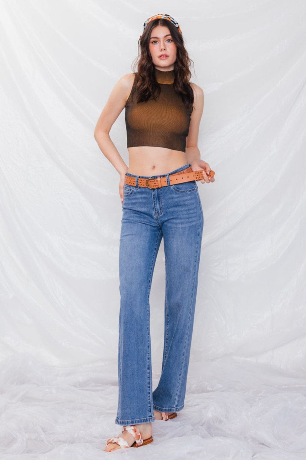 High Rise Wide Leg Straight Jeans