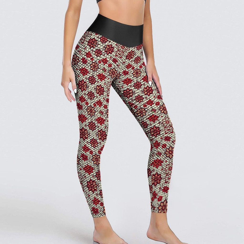 Munsieur Custom Printed Honeycomb Textured Yoga Leggings for Women