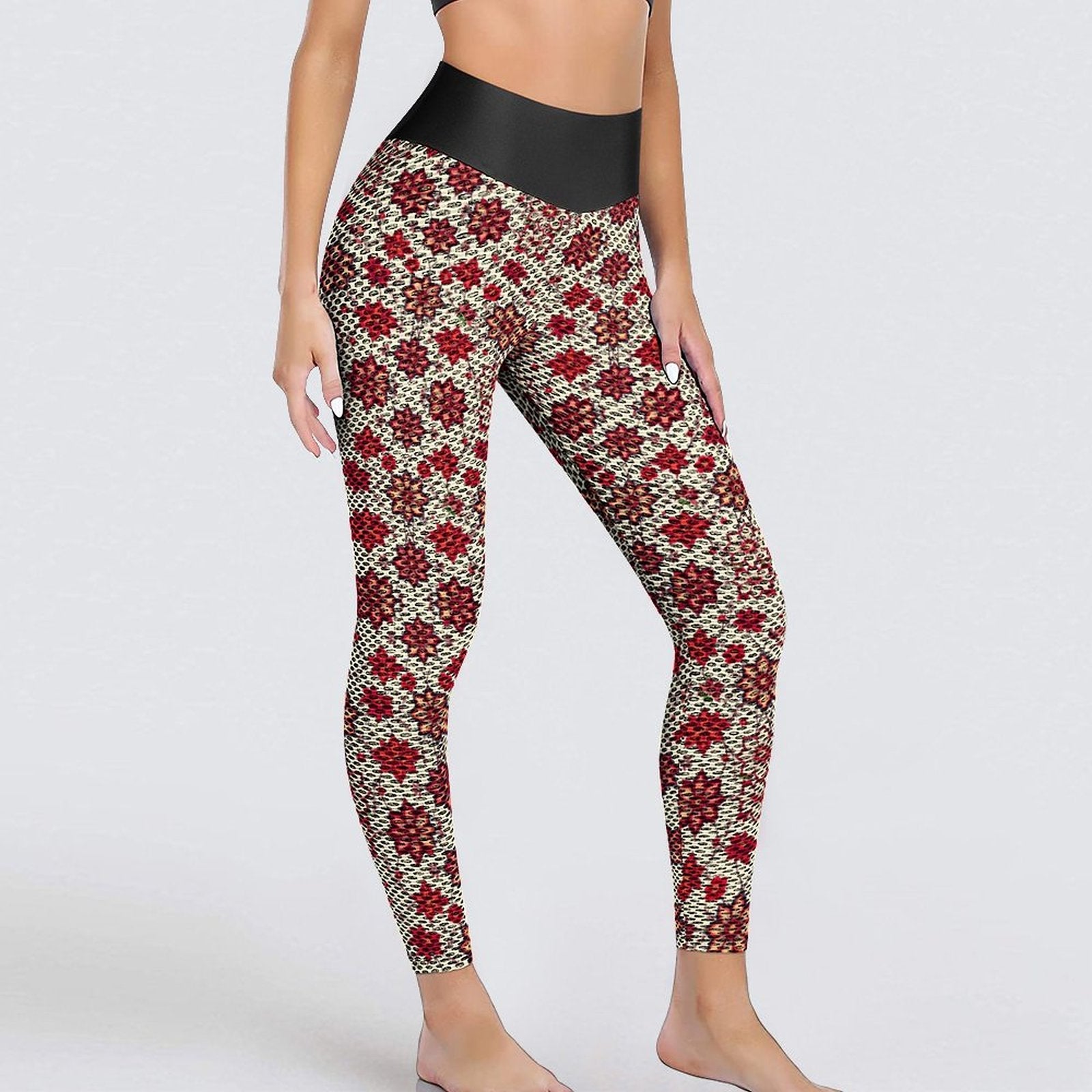 Munsieur Custom Printed Honeycomb Textured Yoga Leggings for Women
