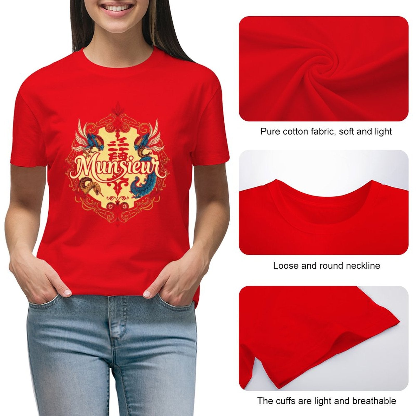 MUNSIEUR Women's T-shirt Designer Streetwear for Her