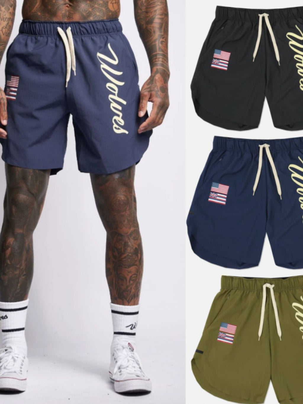 Men's Plus Size Drawstring US Flag Active Shorts