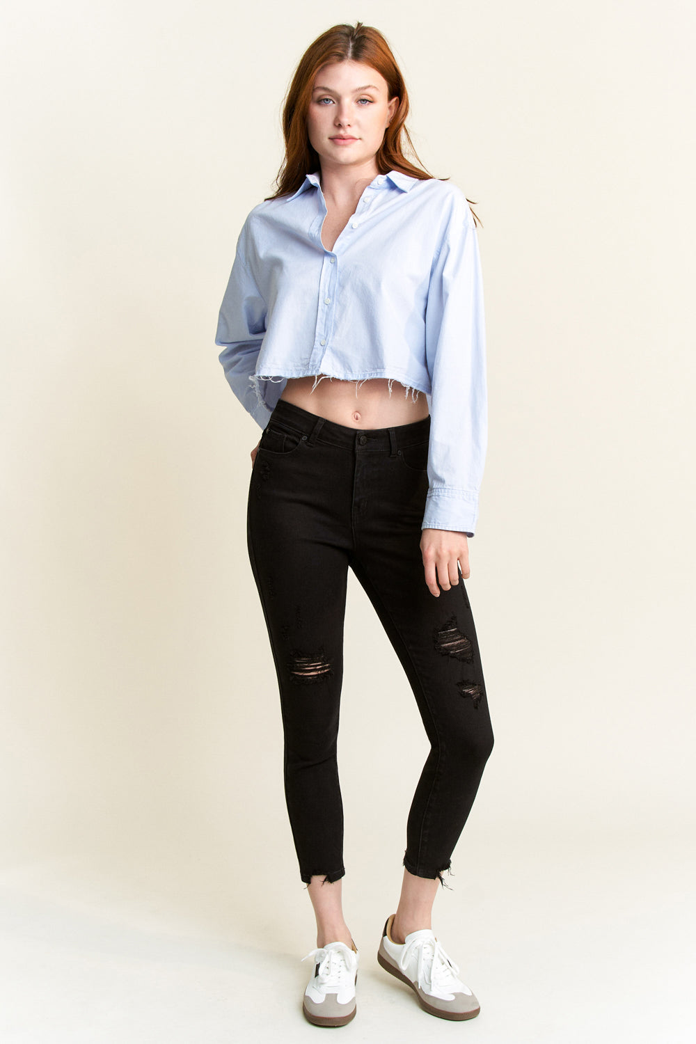 High Rise Distressed Skinny Jeans