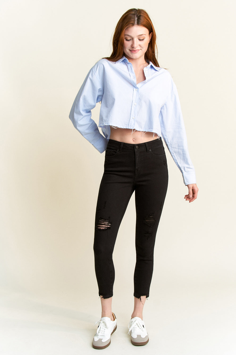 High Rise Distressed Skinny Jeans
