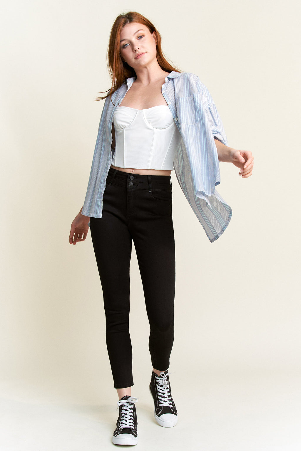 Double Waist High Rise Ankle Skinny Jeans