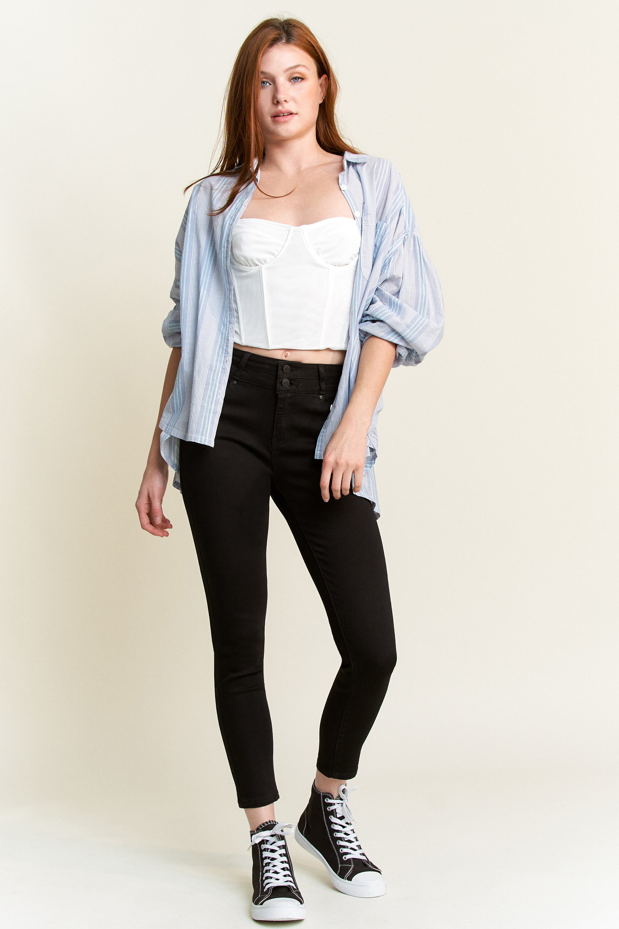 Double Waist High Rise Ankle Skinny Jeans