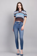 High Rise 3 Button Ankle Skinny Jeans