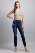 High Rise 2 Button Skinny Jeans