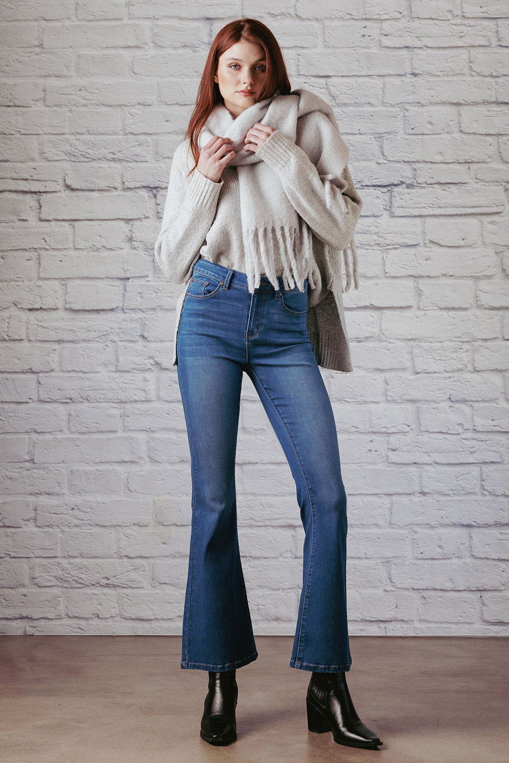 Stone wash High Rise Flare Jeans