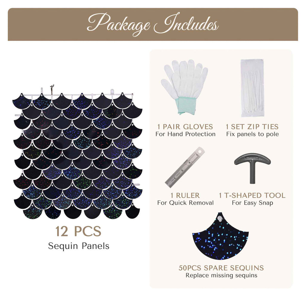 Yescom Scallop Sequin Shimmer Wall Backdrop Color Options