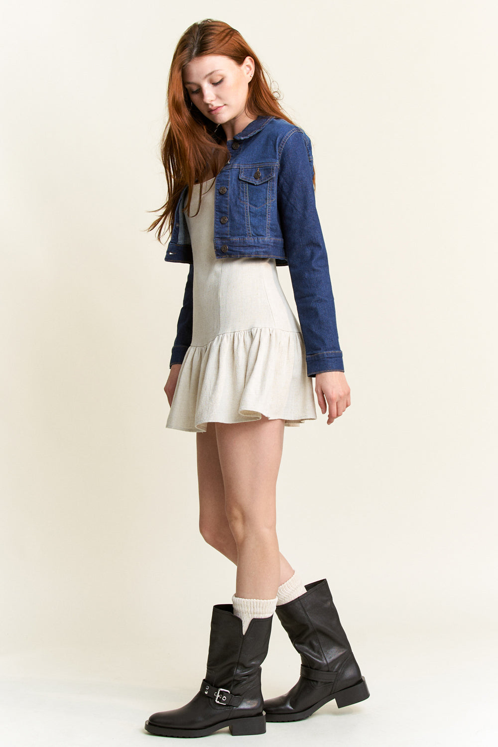 Fitted Basic Crop Denim Jacket