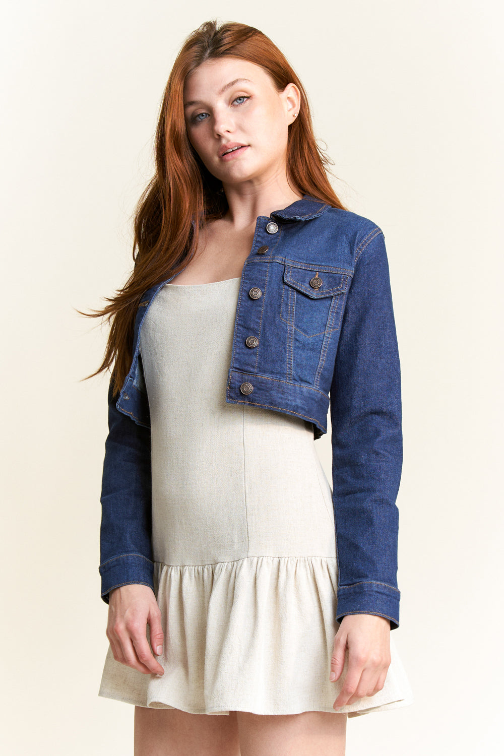 Fitted Basic Crop Denim Jacket