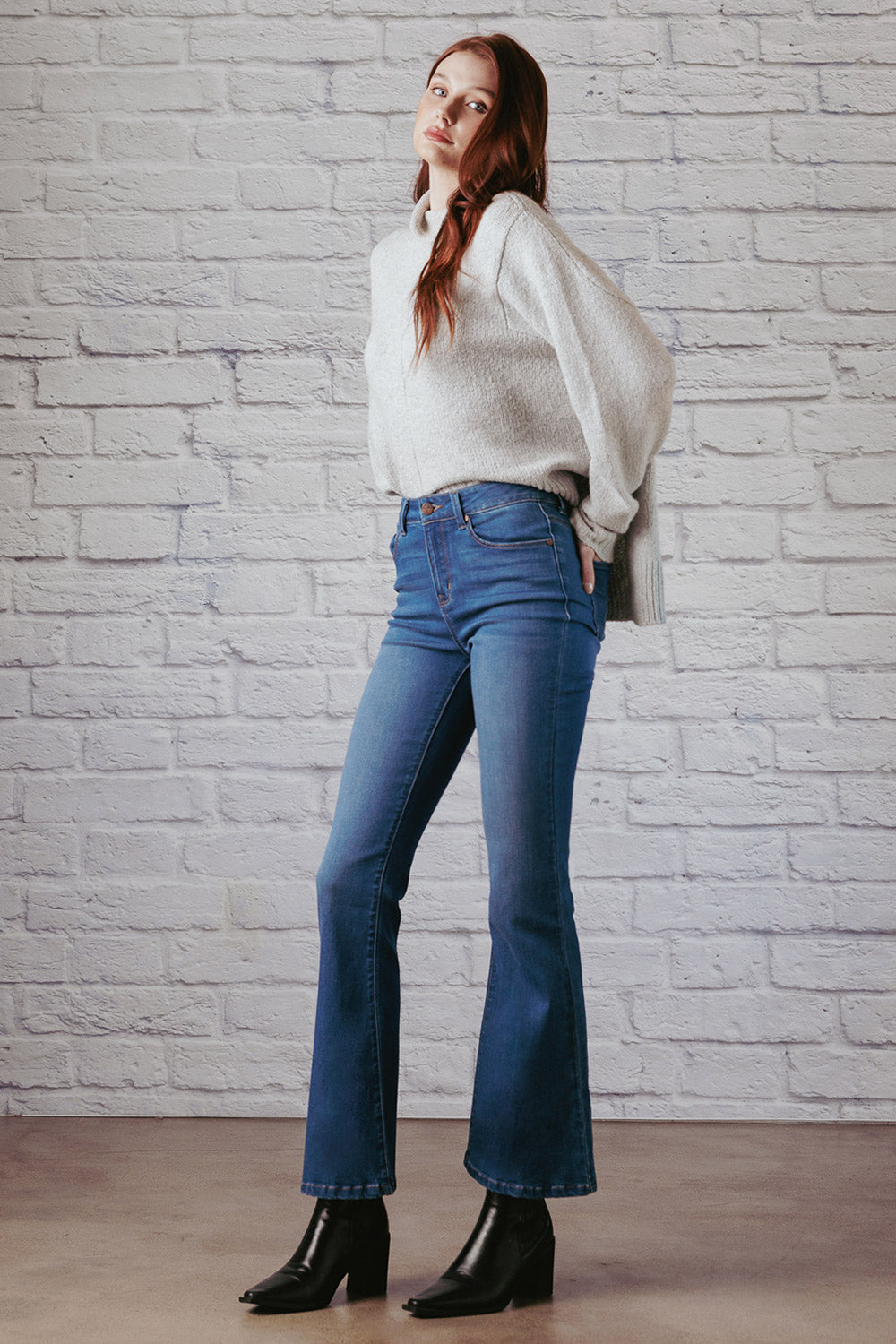 Stone wash High Rise Flare Jeans