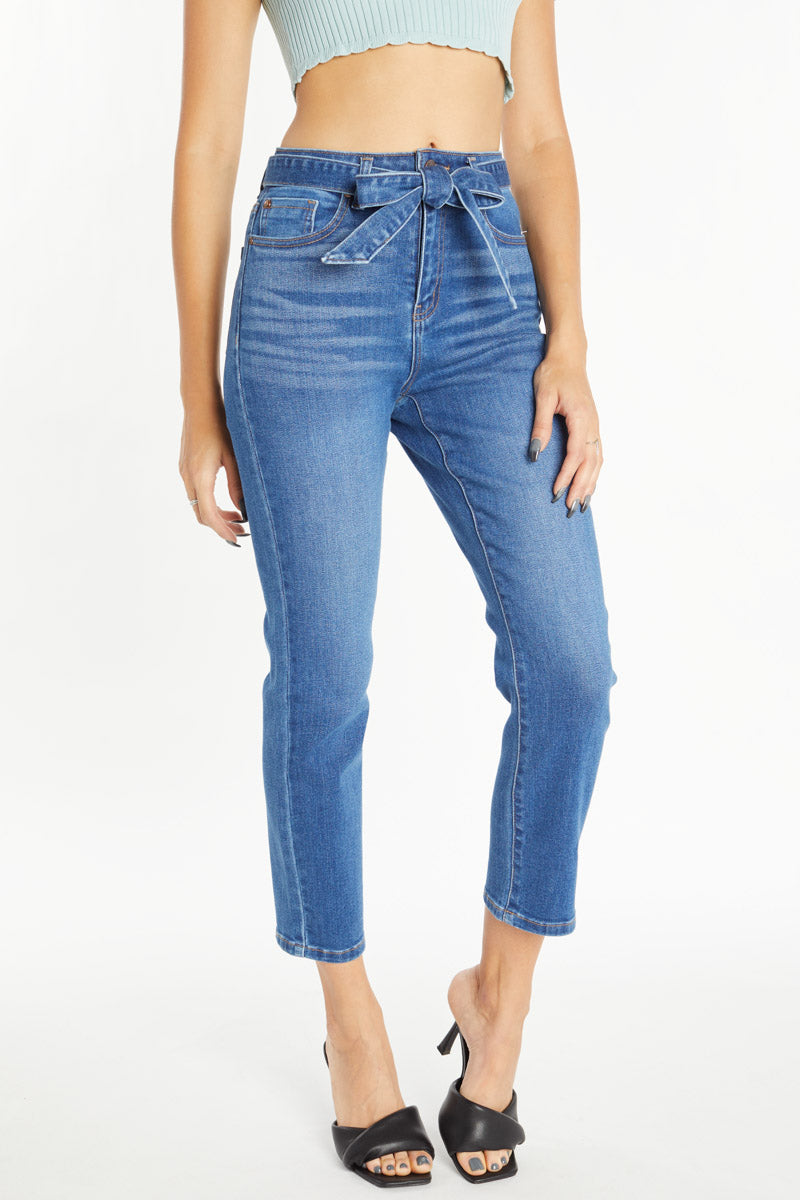 Super High Rise Ribbon Straight Jeans