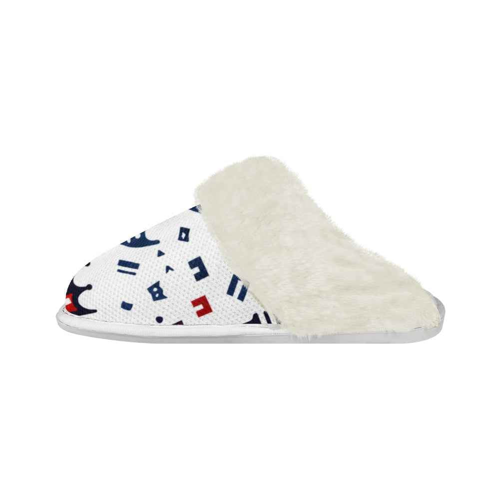 MUNSIEUR Cotton Slippers with Fur Edges