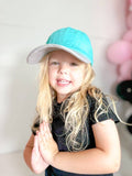 GIRL'S TURQUOISE HAT WITH SILVER BILL