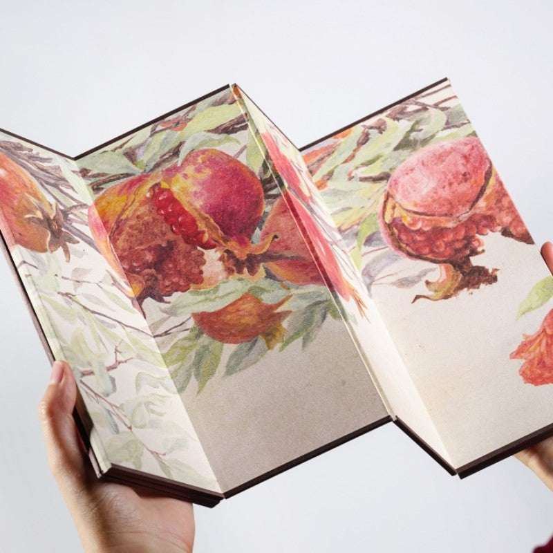 Pomegranate Folding Screen Miniature — Japanese-Inspired Desk Décor for Tea Room, Study & Display Cabinet