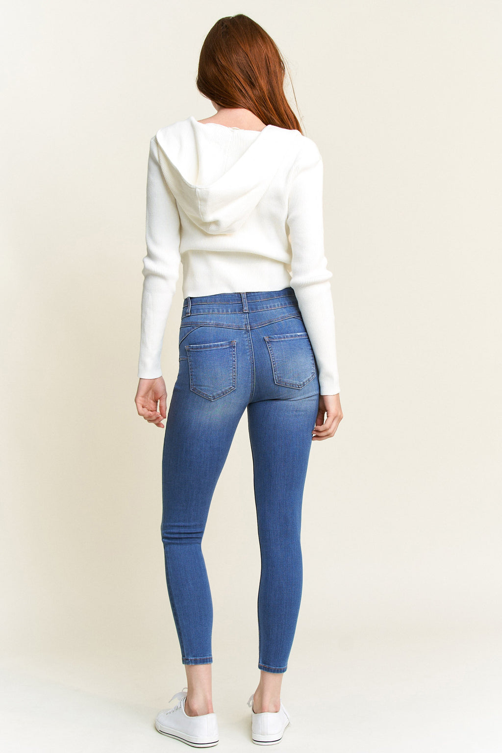 Double Waist High Rise Ankle Skinny Jeans