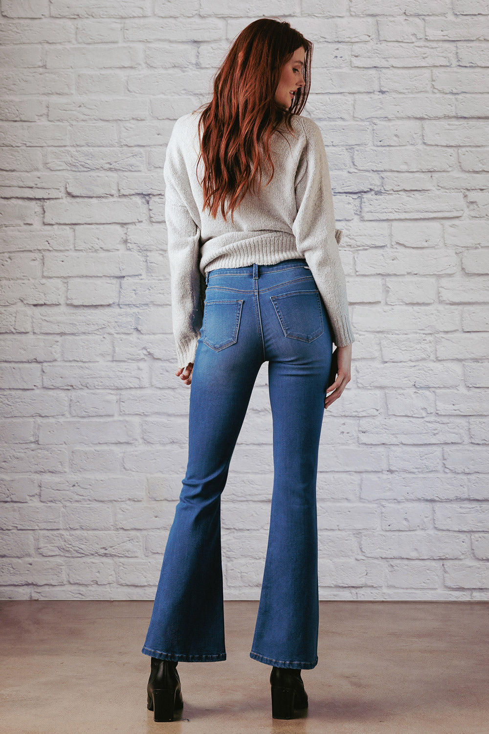 Stone wash High Rise Flare Jeans