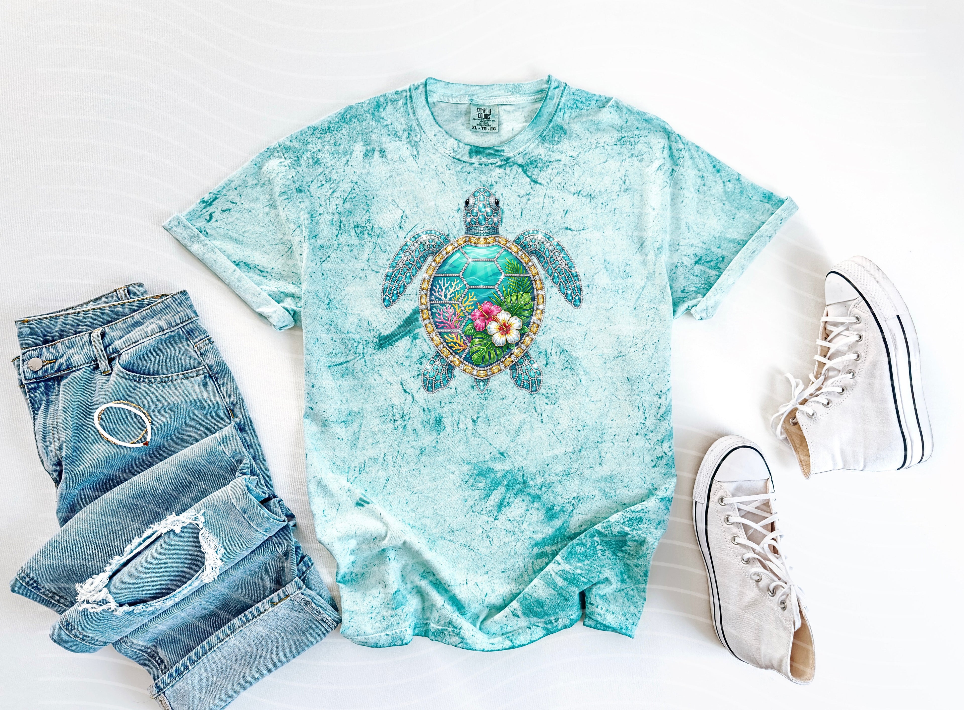 Rhinestone Turtle Graphic Tee