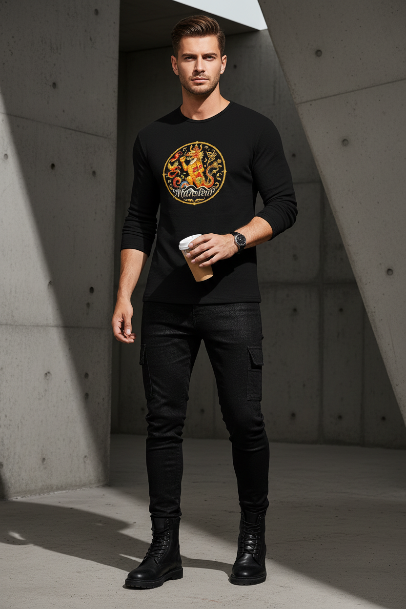 Munsieur Long Sleeve Tee for Men: Luxe Fabric, Tailored Fit