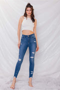 Destructed High Rise Ankle Skinny Jeans