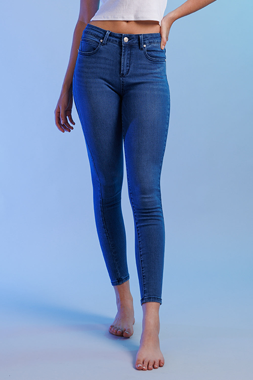 High Rise Ankle Skinny Jeans
