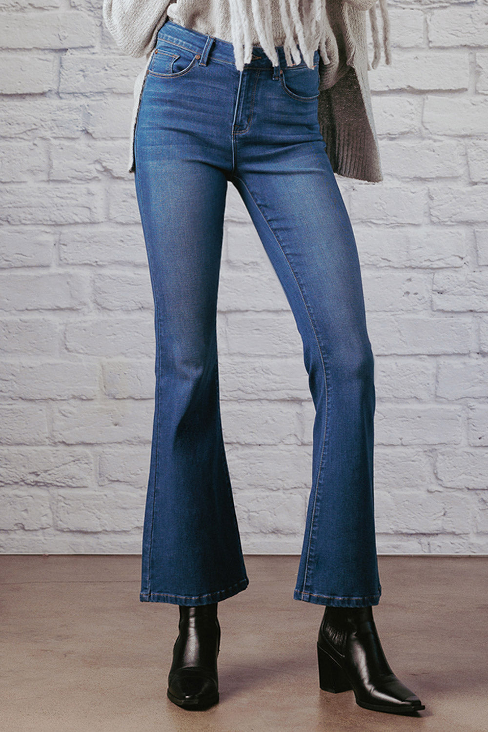 Stone wash High Rise Flare Jeans