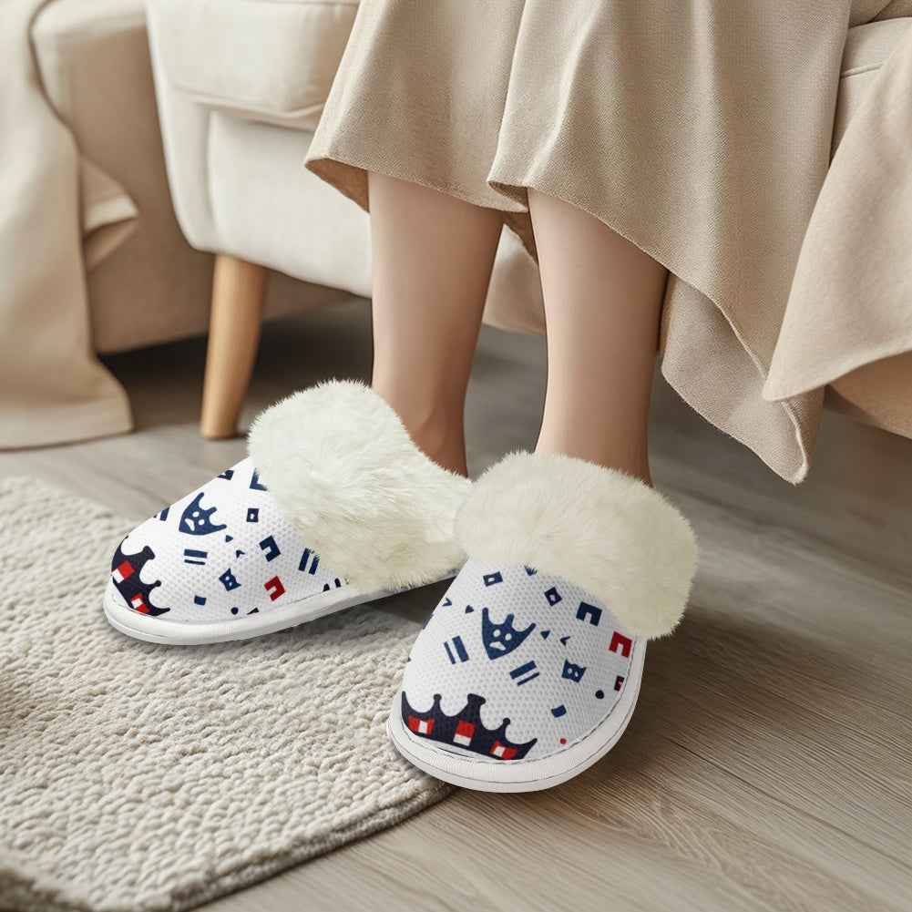MUNSIEUR Cotton Slippers with Fur Edges