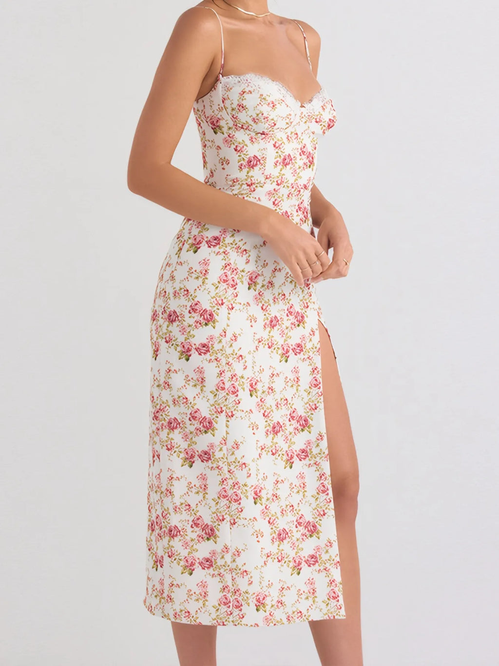 Split Printed Neck Cami Dress