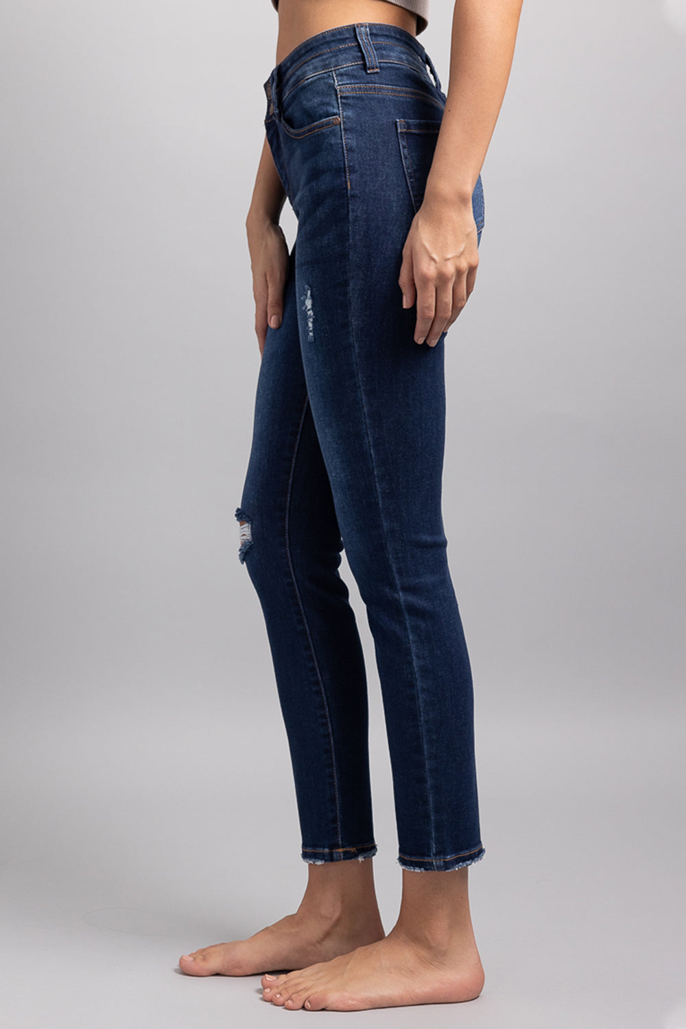 High Rise 2 Button Skinny Jeans