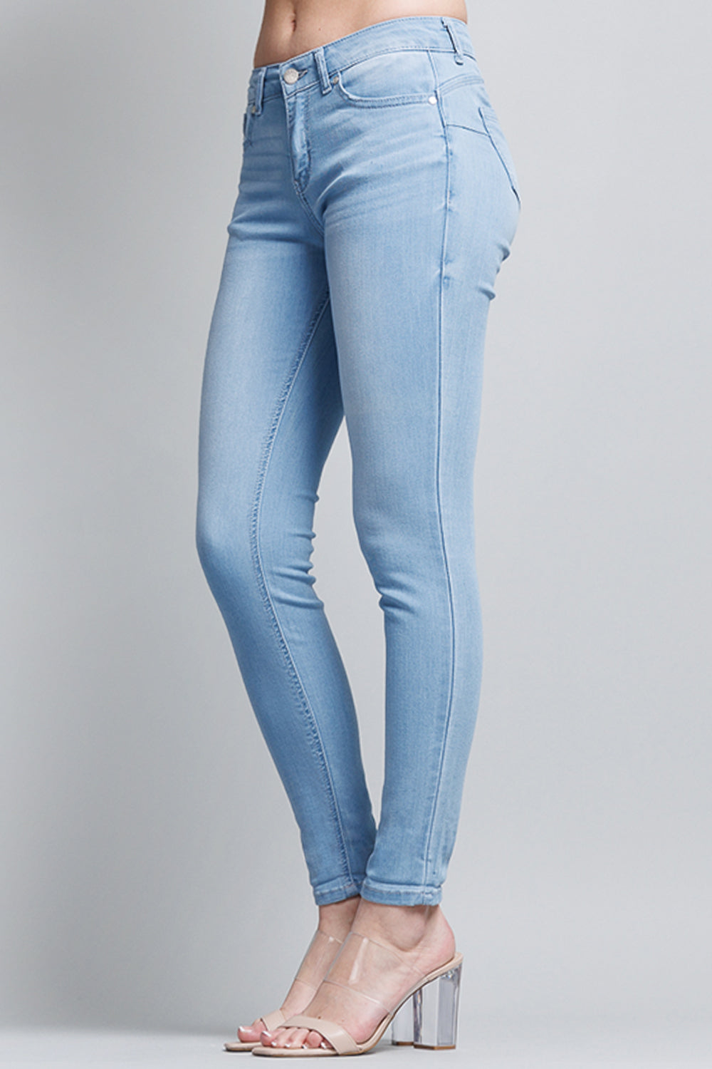 Mid Rise Push Up Ankle Skinny Jeans