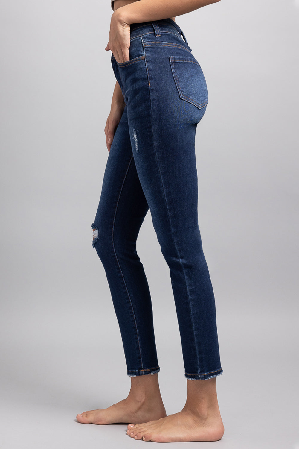 High Rise 2 Button Skinny Jeans