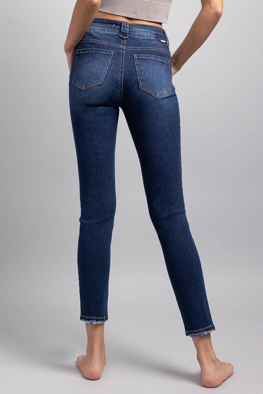 High Rise 2 Button Skinny Jeans
