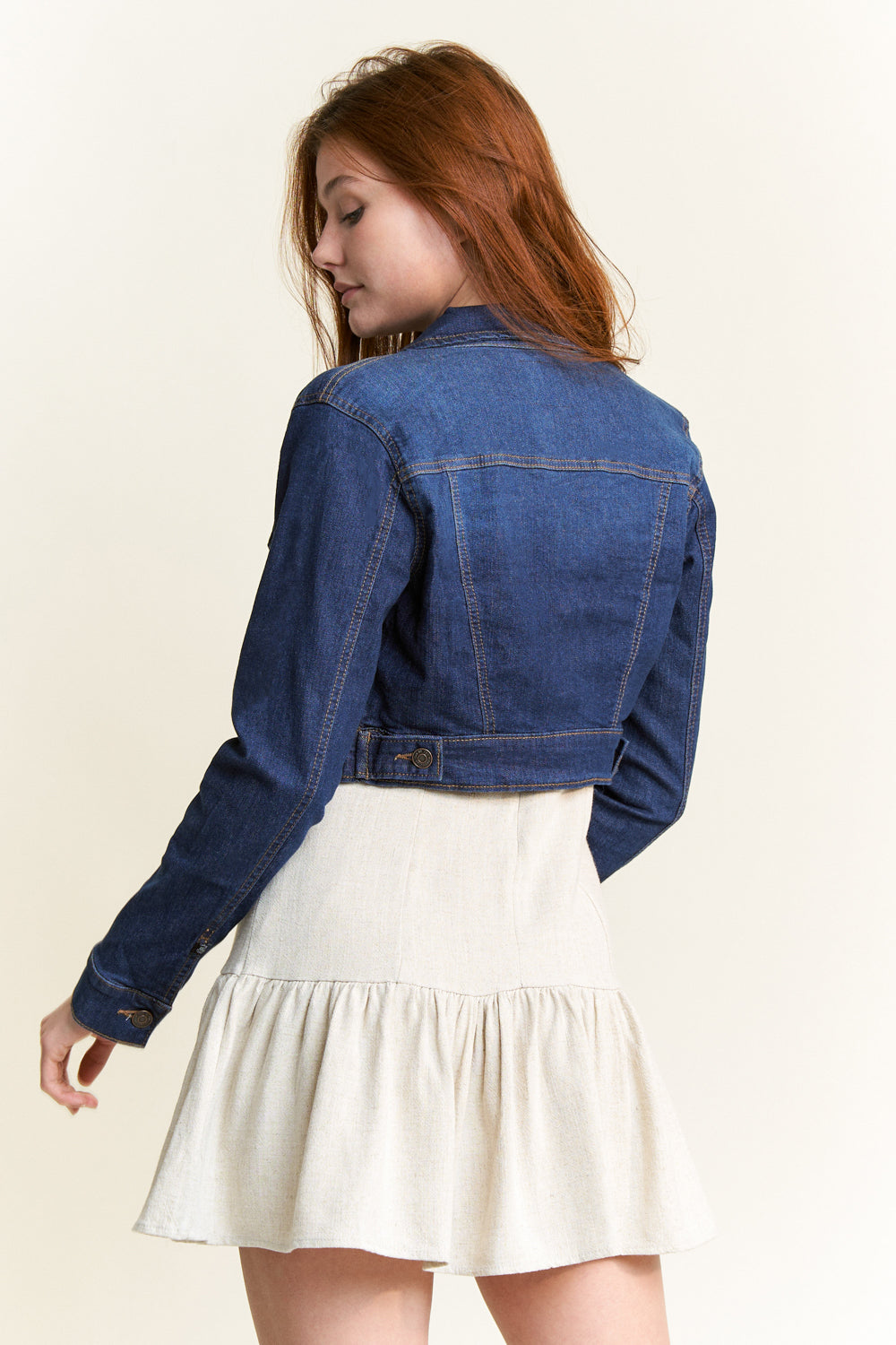 Fitted Basic Crop Denim Jacket