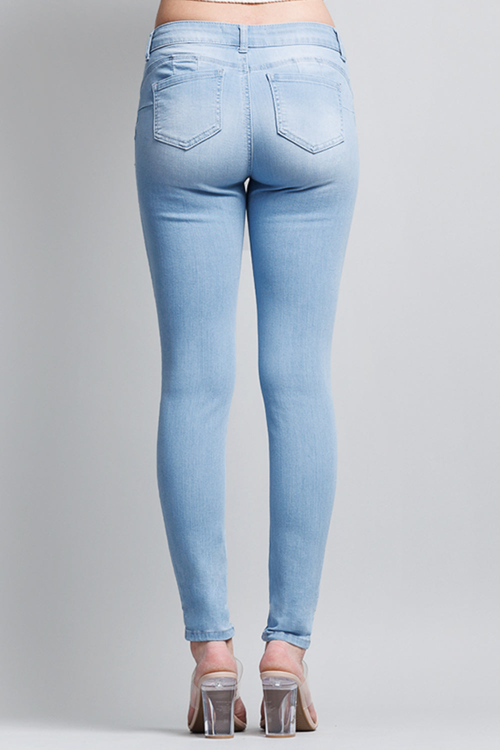 Mid Rise Push Up Ankle Skinny Jeans