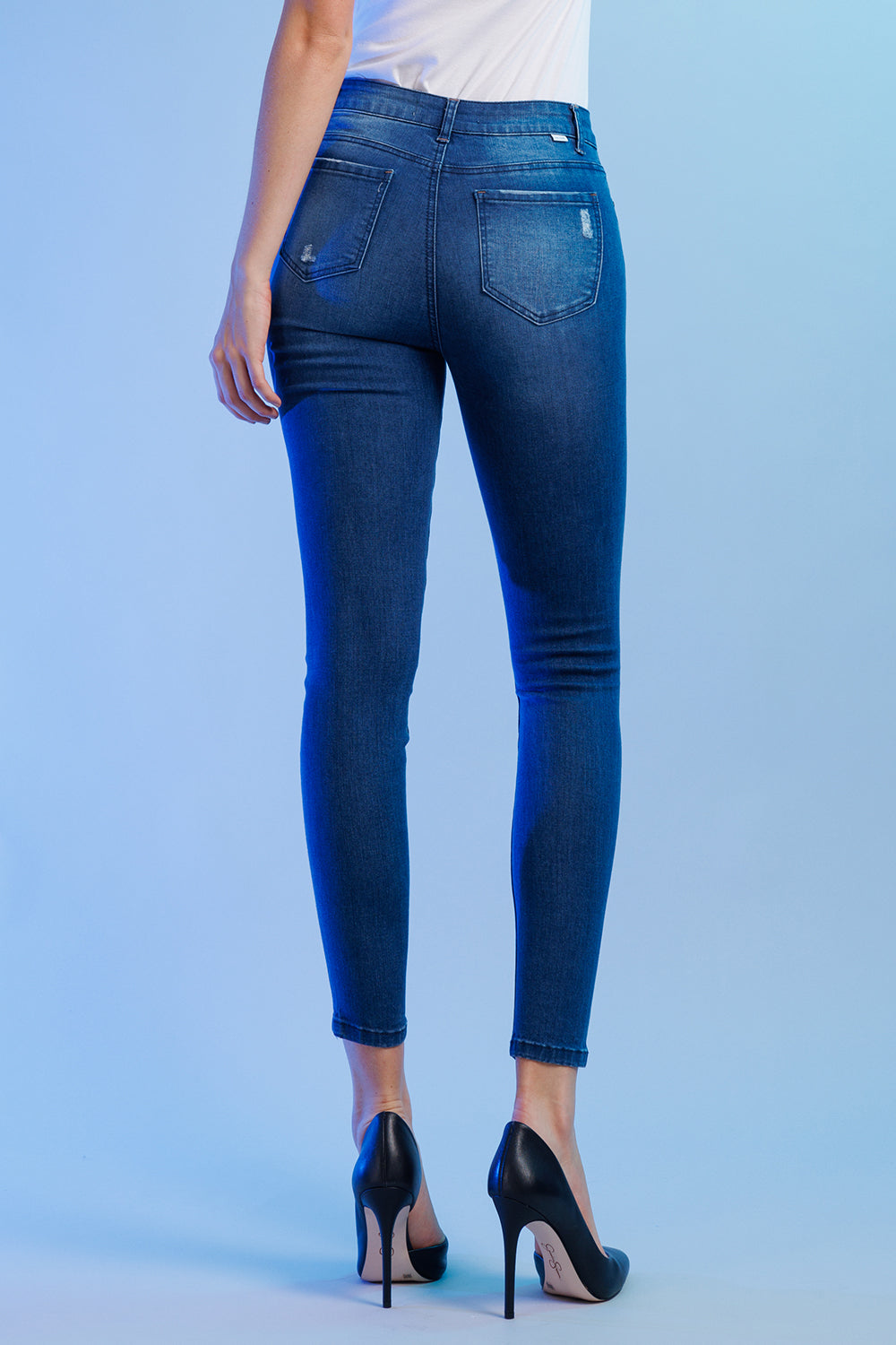 High Rise Destructed Skinny Jeans