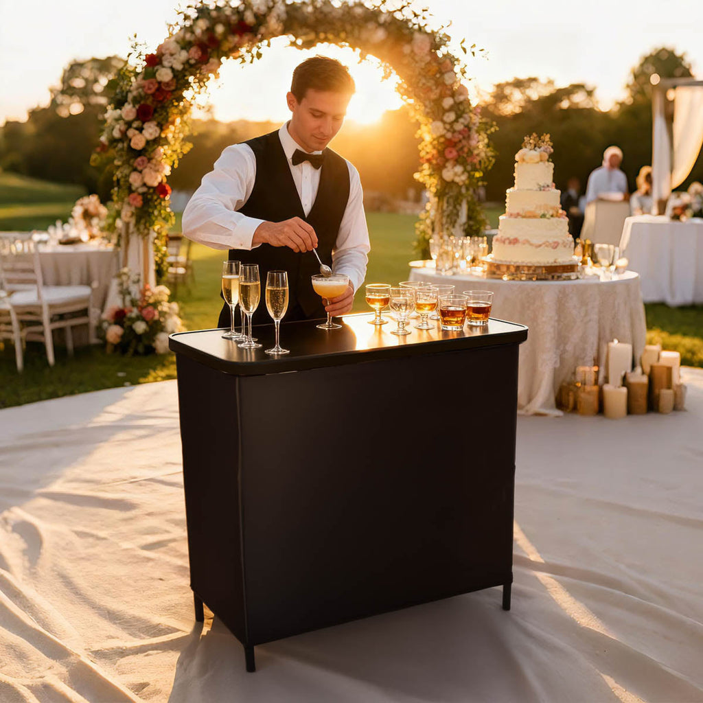 Yescom Folding Portable Bar Table with Storage Shelf