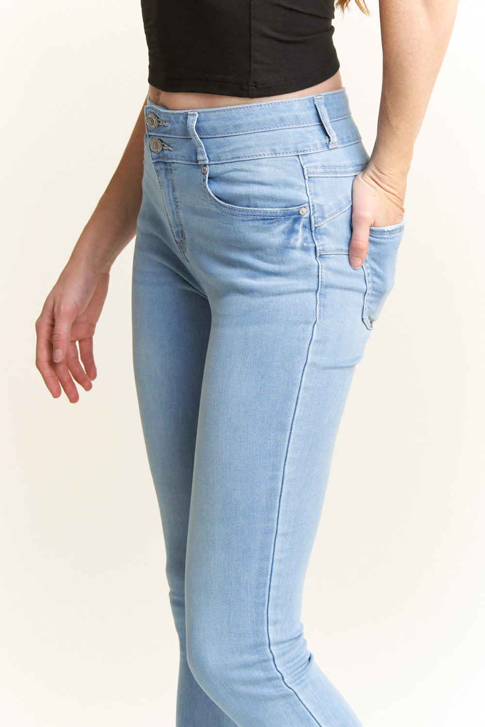 Double Waist High Rise Ankle Skinny Jeans