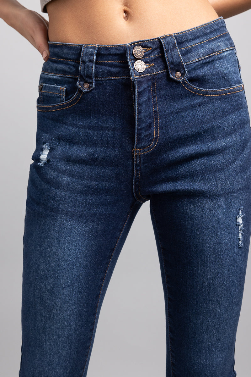 High Rise 2 Button Skinny Jeans