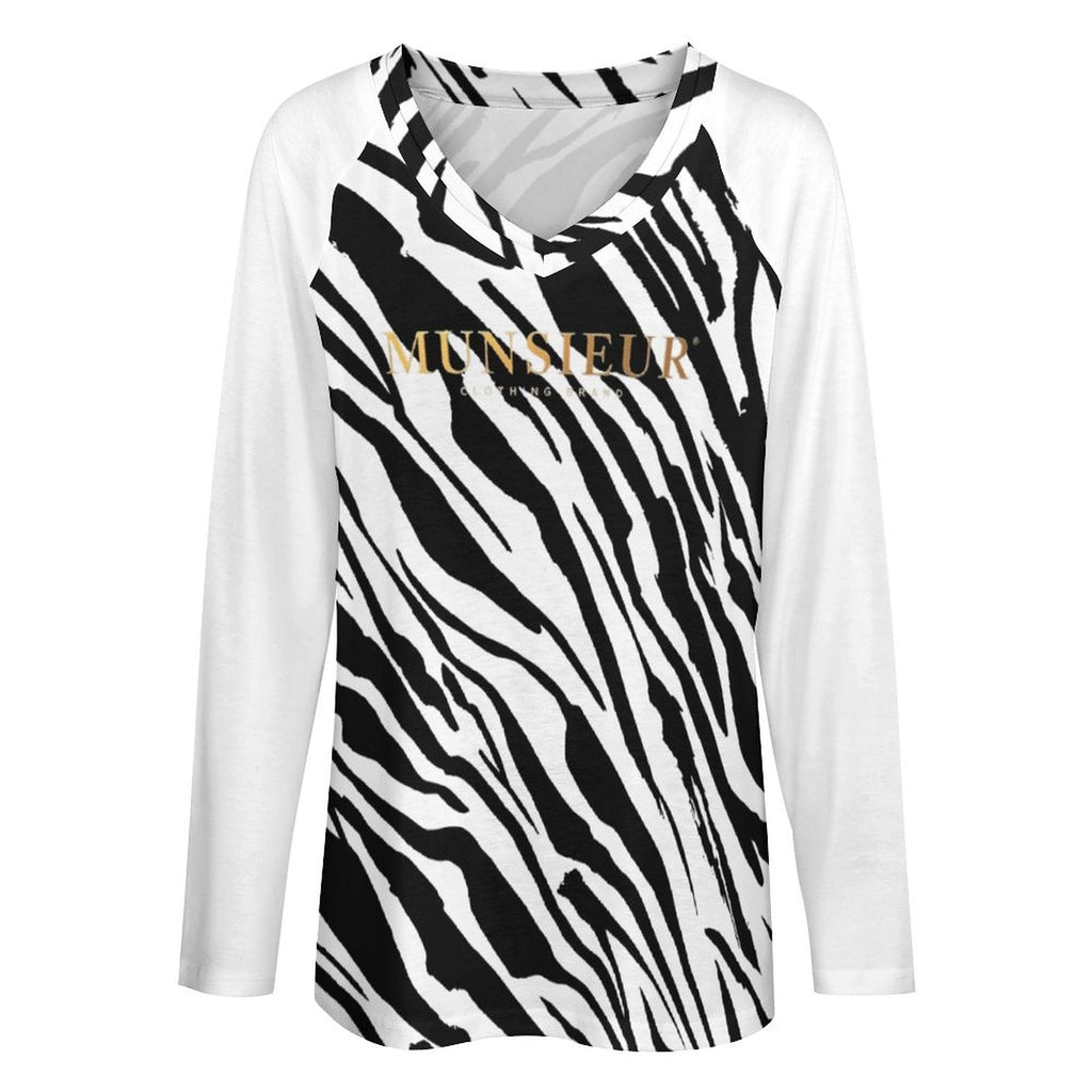 Munsieur Premium V-neck Loose Long Sleeve T-shirt Women’s