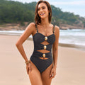 Cutout Ruched Neck One-Piece Swimwear