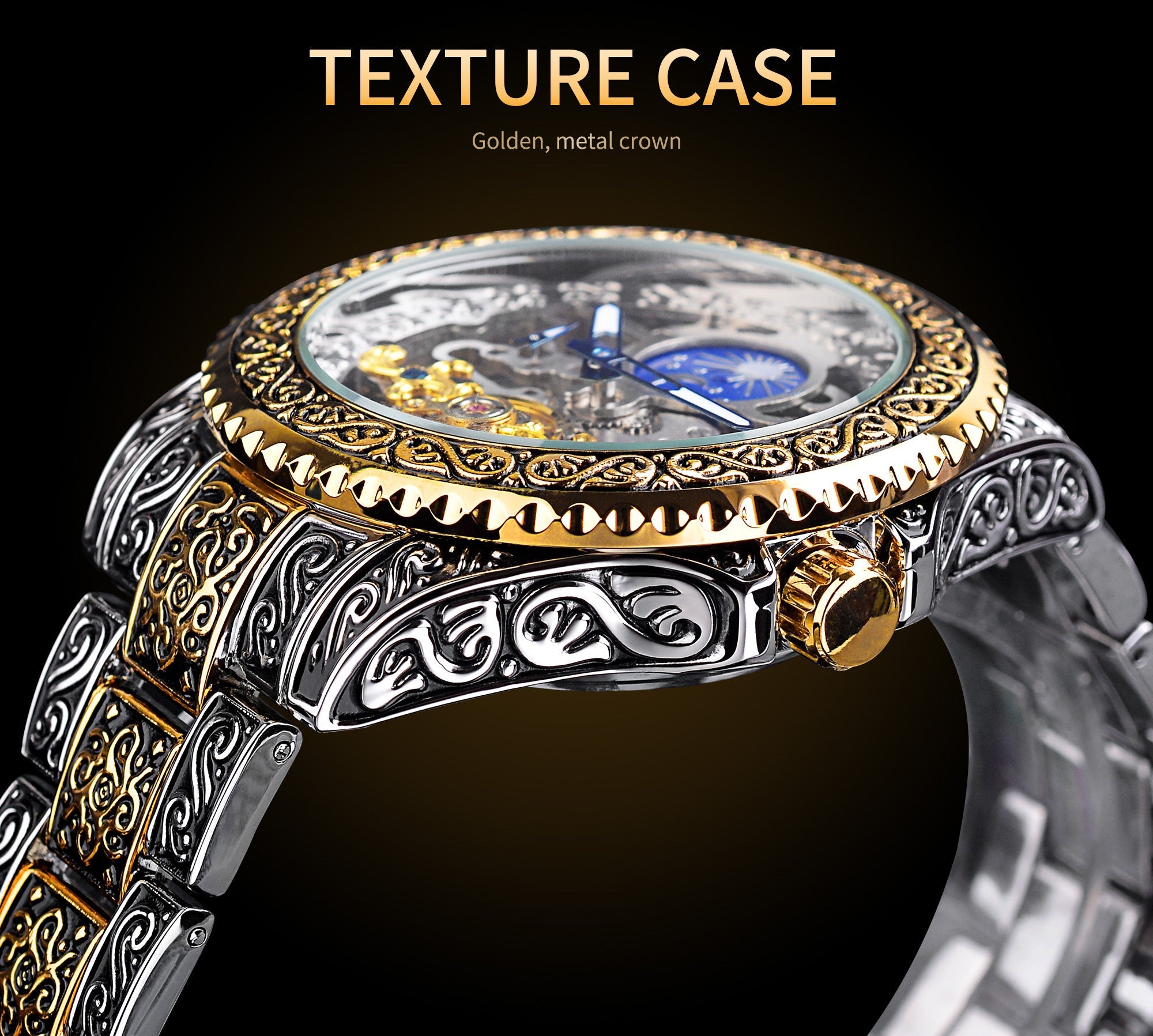 Skeleton Carved Tourbillon Mechanical Watches Luxury Men's Wrist-watch