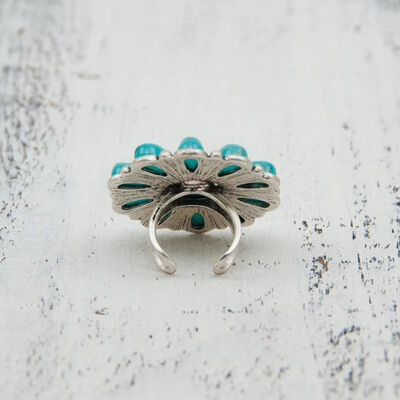 Turquoise Alloy Flower Ring