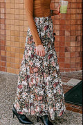 MUNSIEUR Floral Maxi Skirt - Luxury Elastic Waist Skirt for Women