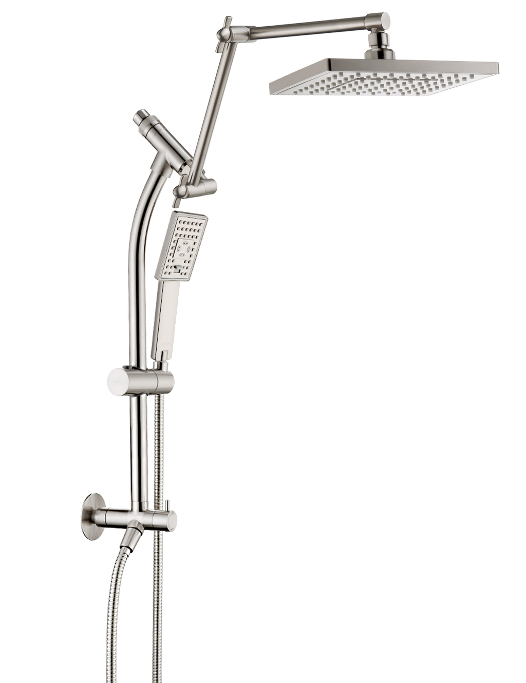 Rainfall Shower Head with Handheld Set-Solid Brass Slide Bar,Holder, Extension Arm and 60" Hose
