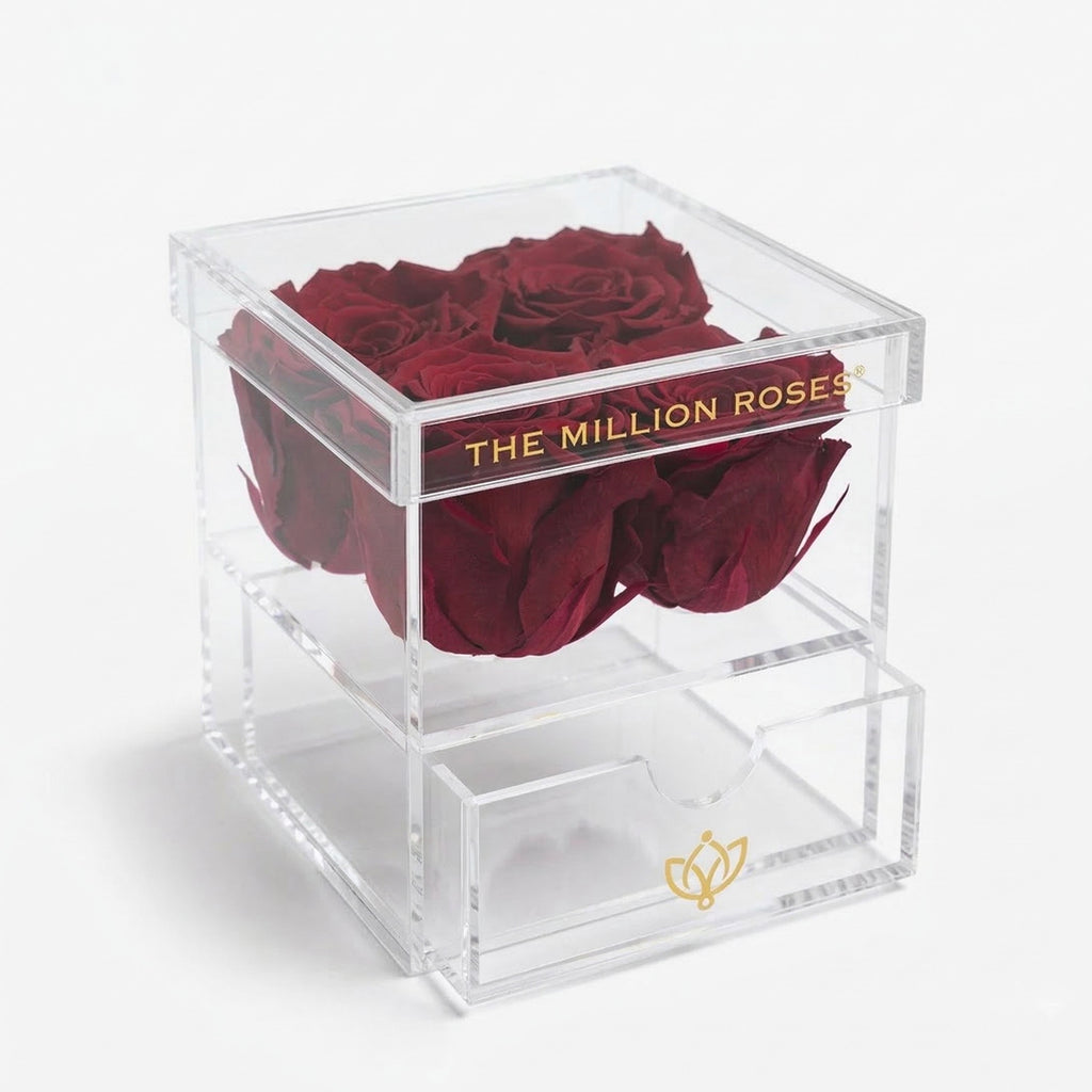 Acrylic 4 Drawer Box | Magenta Roses