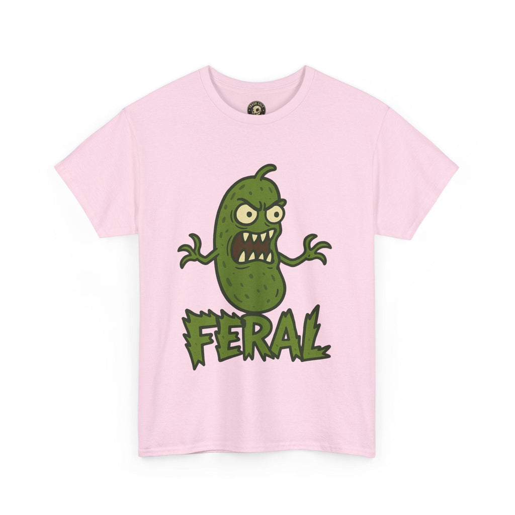 Feral Pickle Cartoon Tee – Trashcore Angry Pickle Shirt – Gildan 5000 Unisex Heavy Cotton