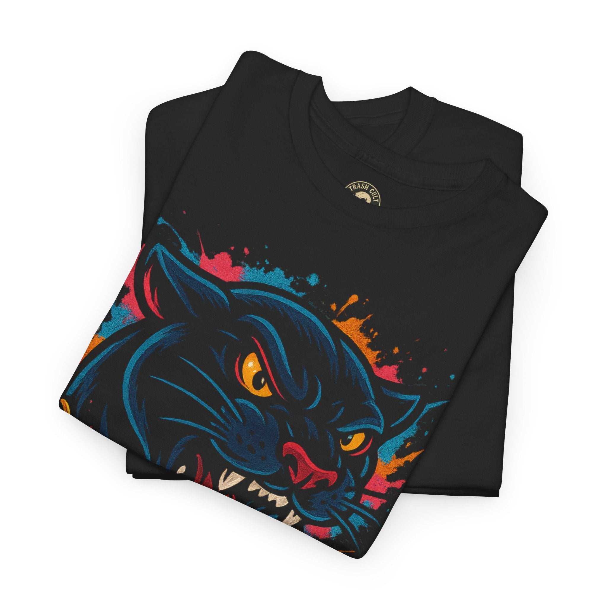 Feral Panther Graphic Tee | Unisex Heavy Cotton T-Shirt, Casual Wear, Gifts for Cat Lovers, Unique Streetwear, Festival Outfit