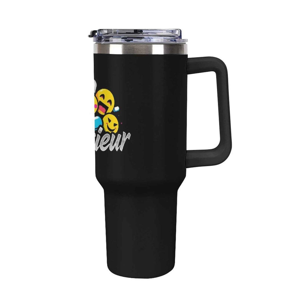 40oz Insulated Tumbler with Handle and Straw Munsieur Nurses Gift Doctors Thermos Accessories